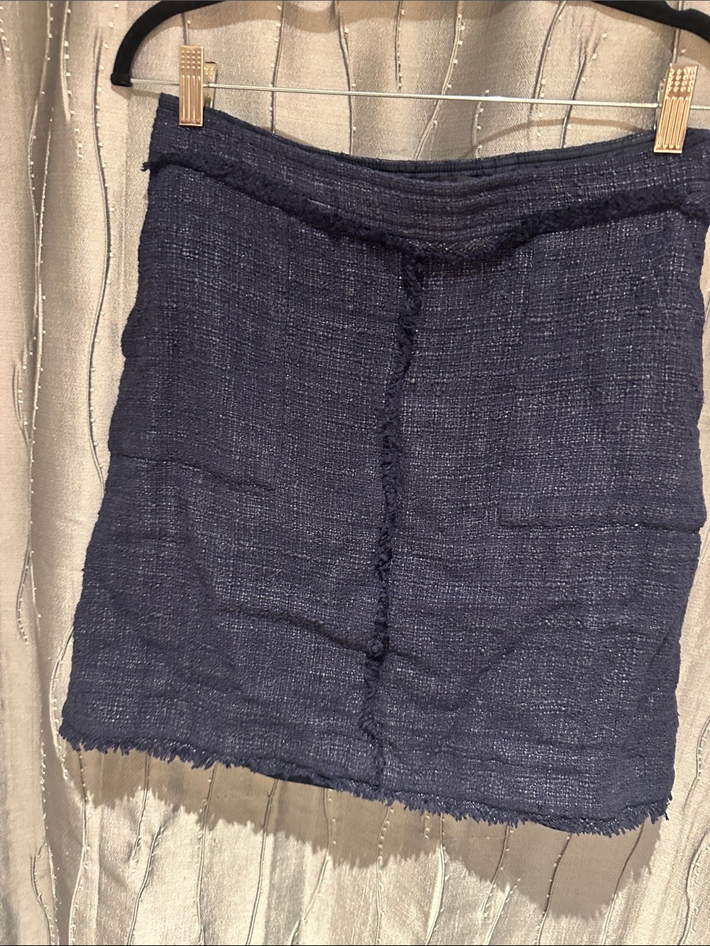 Banana Republic Navy Tweed Fringe Mini Skirt